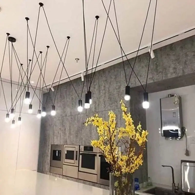 DecorBites™ Geometric Black Linear Pendant Lamp for Bedroom, Living Room, Bar, Hotel