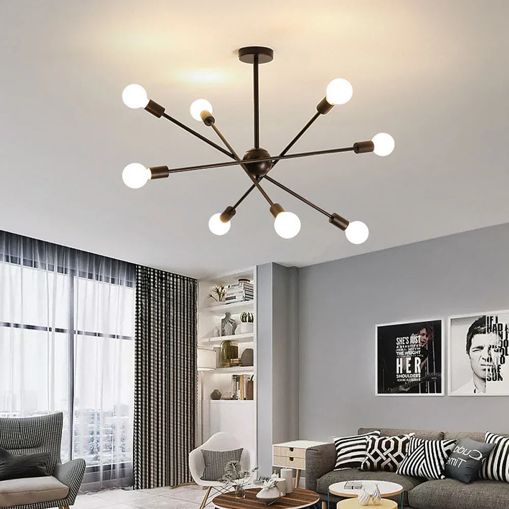 DecorBites™ LED Ceiling Chandelier: Modern & Industrial Sputnik Style for Living Room & Bedroom