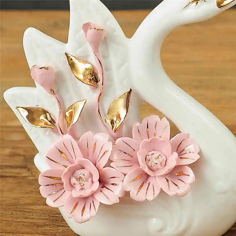 DecorBites™ Elegant Swan Sculpture Figurines Pair for Home Décor & Wedding Gift