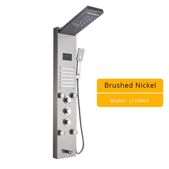 DecorBites™ LED Light Shower Panel Faucet with Waterfall Rain Shower Head and Massage Jets