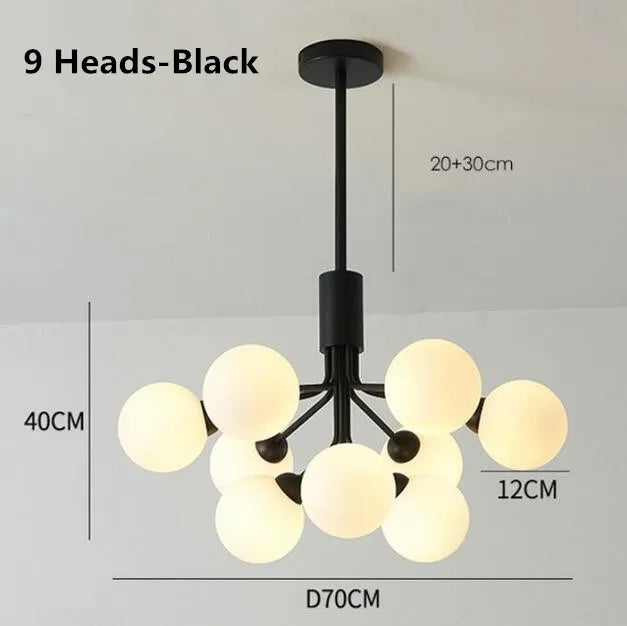 DecorBites™ Gold Glass Ball Chandelier: Luxury LED Lighting for Dining Room, Kitchen, Cafe
