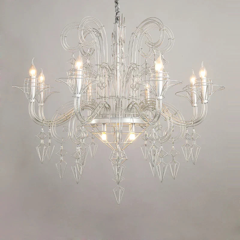 DecorBites™ Baroque Iron Designer LED Chandelier Lighting - Hanging Lamps for Foyer