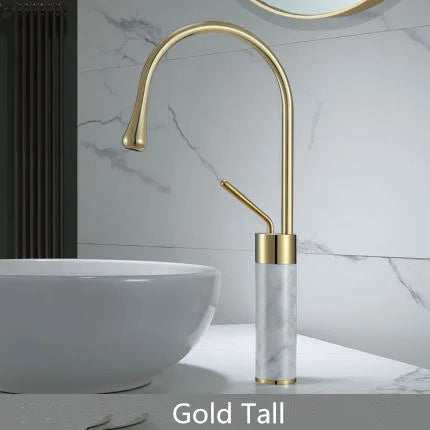 DecorBites™ Gold Brass Marble Basin Faucet Hot Cold Sink Mixer Tap