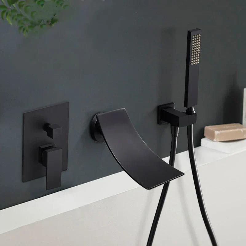 DecorBites™ Dual Handle Bathtub Faucet Set with Hand Sprayer and Wall Mount Spout