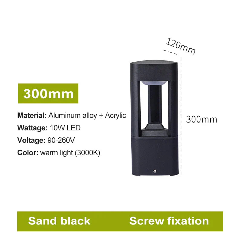 DecorBites™ LED Bollard Lawn Lamp: Stylish Waterproof Outdoor Garden Path Light