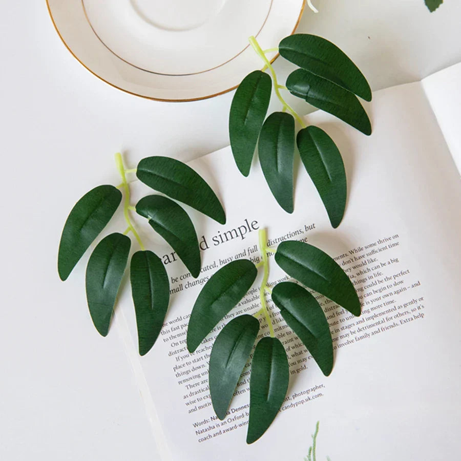 DecorBites™ Green Silk Willow Leaves Flowers for Home Wedding Decoration