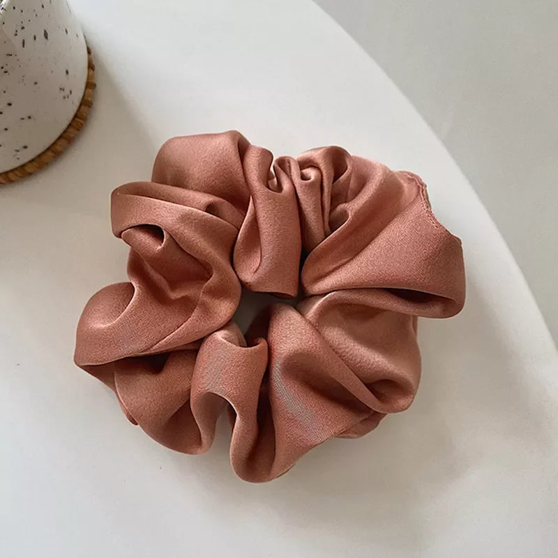 Women Silk Scrunchie Elastic Handmade Multicolor Hair Band Ponytail Holder Headband Hair Accessories 1PC Satin Silk Solid Color