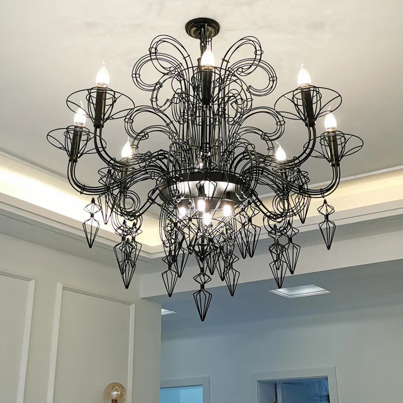 DecorBites™ Baroque Designer LED Chandelier Lighting in Gold Silver Black Iron