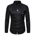 Mens Gothic Style Rivet Long Sleeve Tee