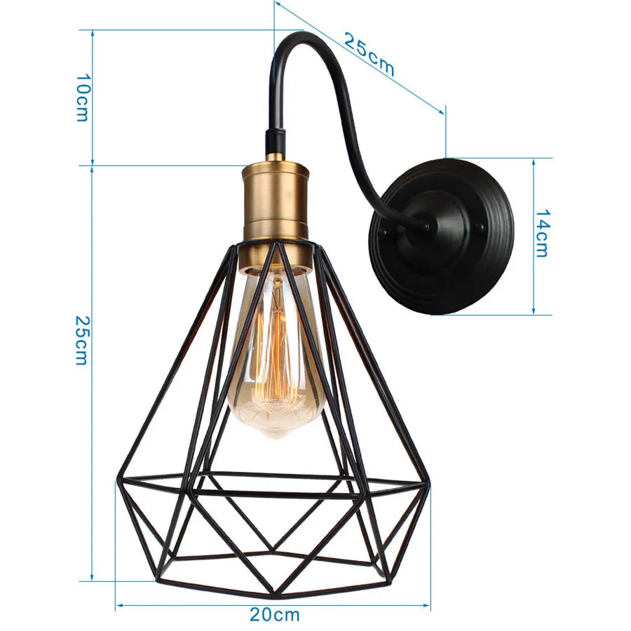 DecorBites™ Iron Cage Wall Sconce for Indoor Bedroom, Bar Counter, and ReadingAreaView