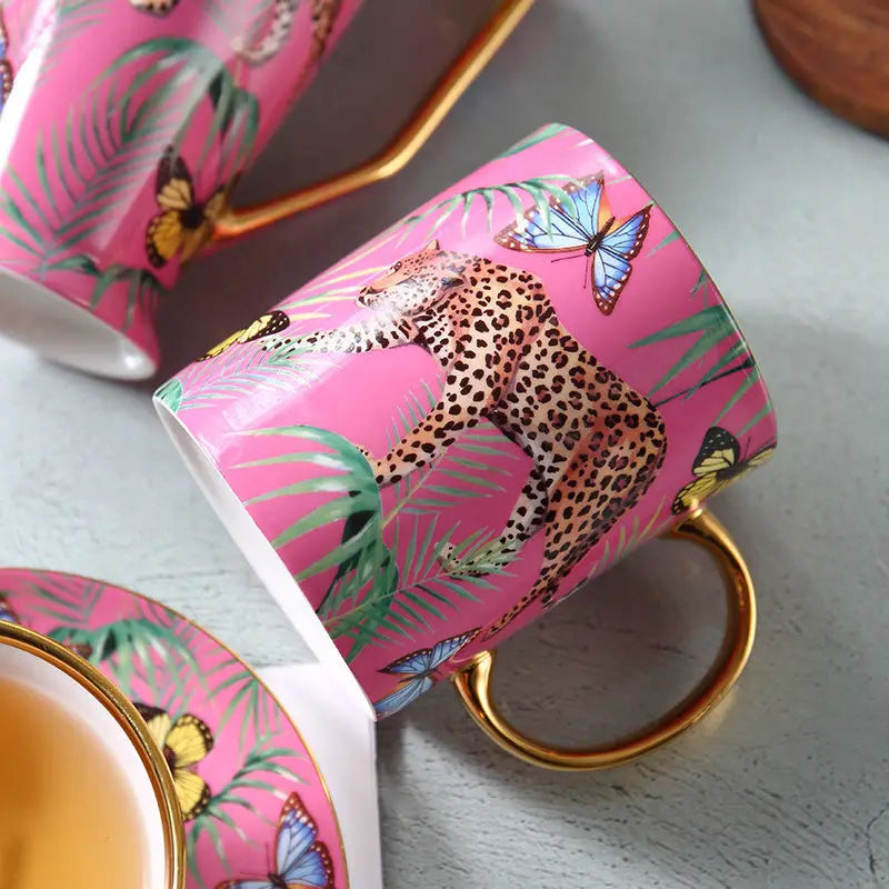 DecorBites™ Jungle Animals Bone China Coffee Mug Set for Tea Lovers and Office Use