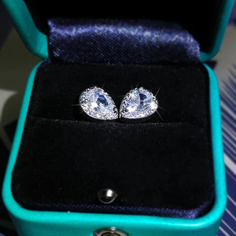 925 Sterling Silver AAA Zircon Water Drop Earrings