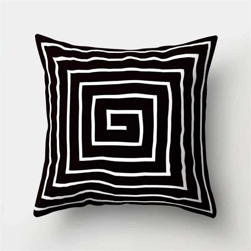 DecorBites™ Geometric Star Print Pillow Cover for Home Decor - Black & White Square Texture