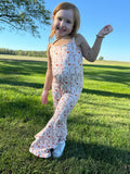 Fall Floral Jumpsuit with light Brown Turtle Neck