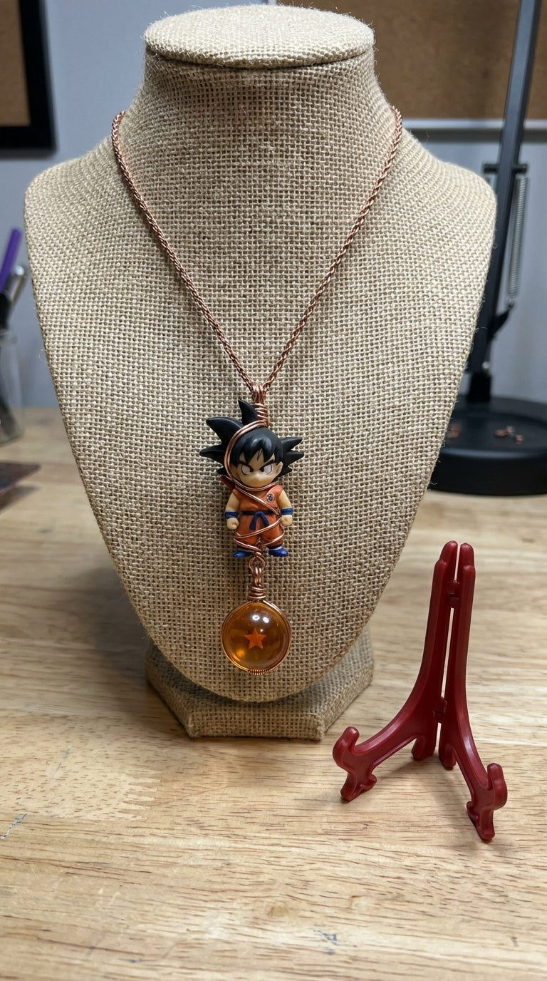 Custom wire wrapped mini anime dragon ball z character necklace for all ages