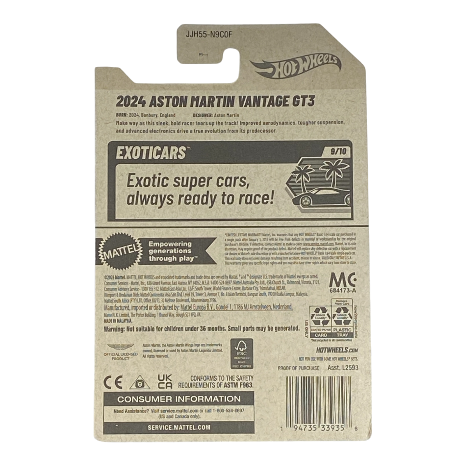Hot Wheels 2024 Aston Martin Vantage GT3 | Exoticars Series 9/10