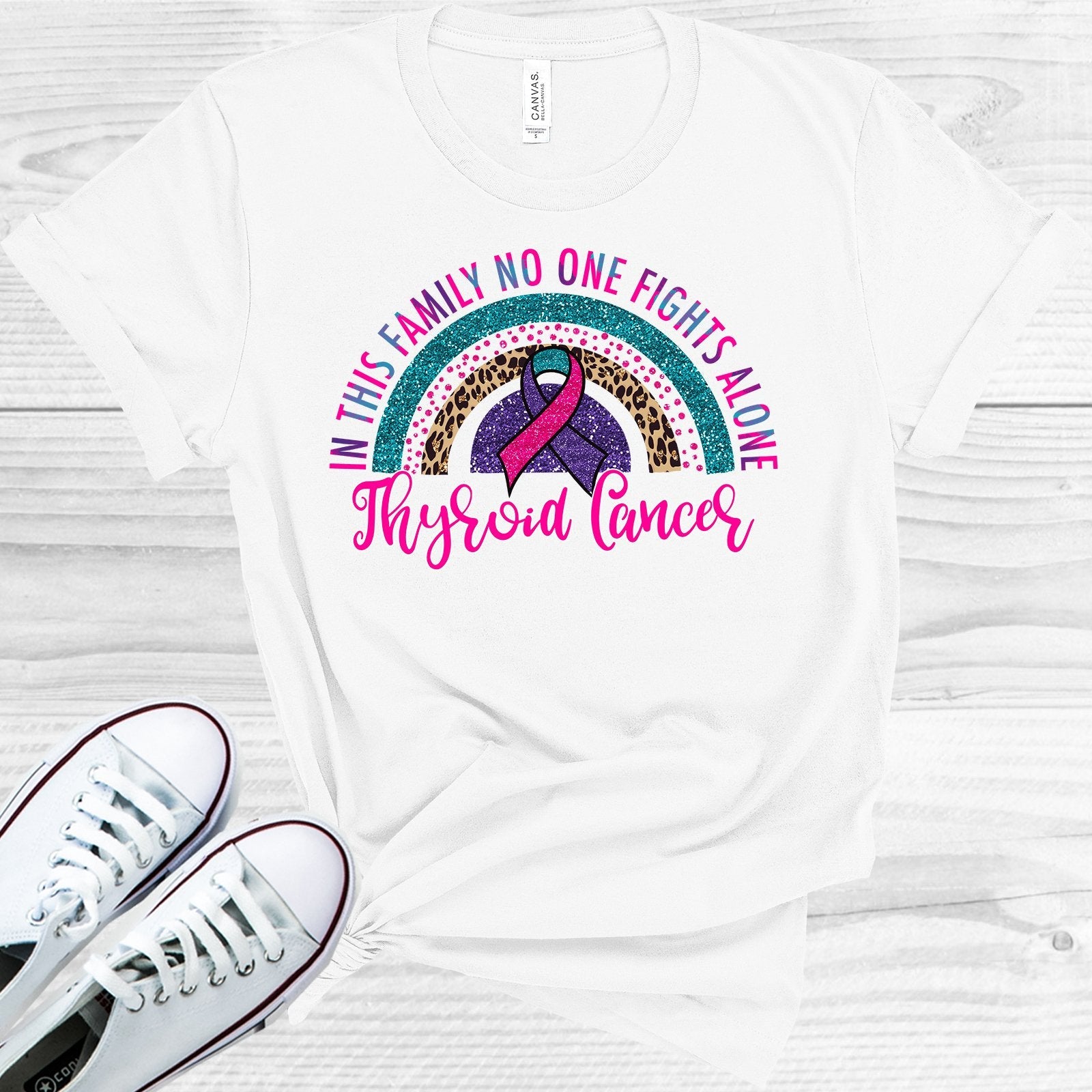 In This Family No One Fights Alone Thyroid Cancer Graphic Tee
