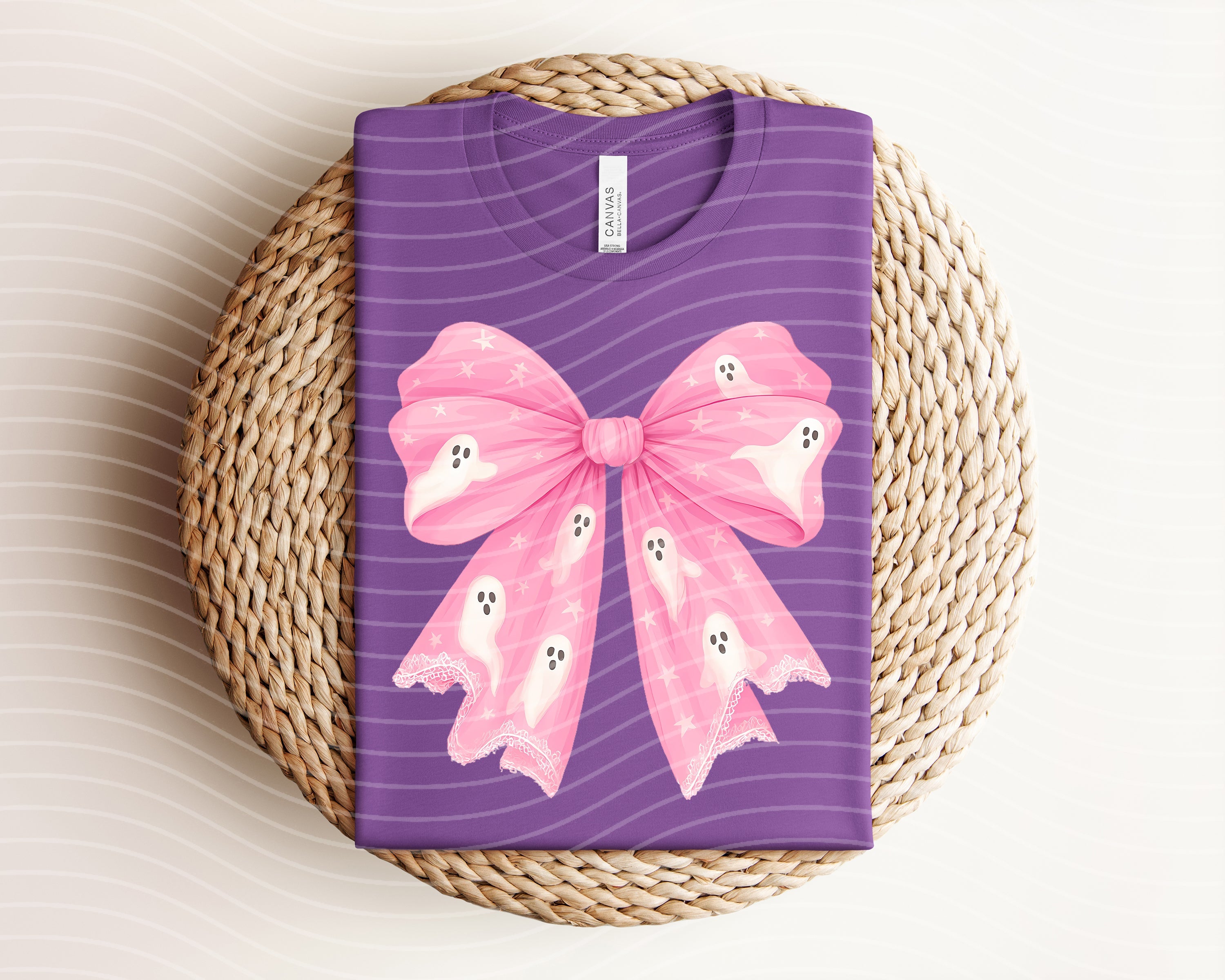 Pink Ghost Bow Graphic Tee