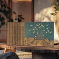 Japanese Imperial Byōbu Folding Screen | Double-Sided "Auspicious Cranes & Five-Color Parrot" | Large Format Desk & Shelf Art | Song Dynasty Masterpiece Replica