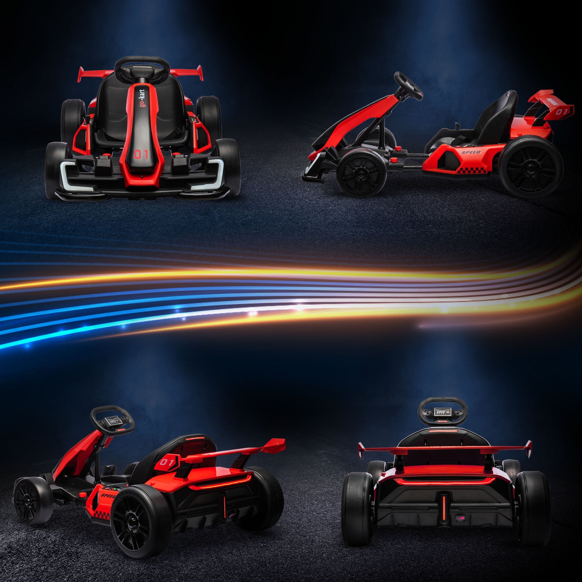 Adjustable Seat Electric Go Kart with Slow Start - 24V, 7.5 MPH