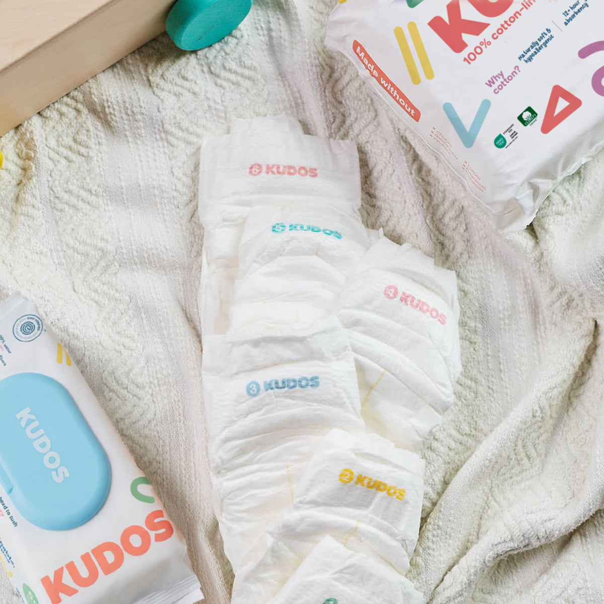 Diaper Box | 100% Cotton Liner, TCF Diapers Size 1-6 | Kudos