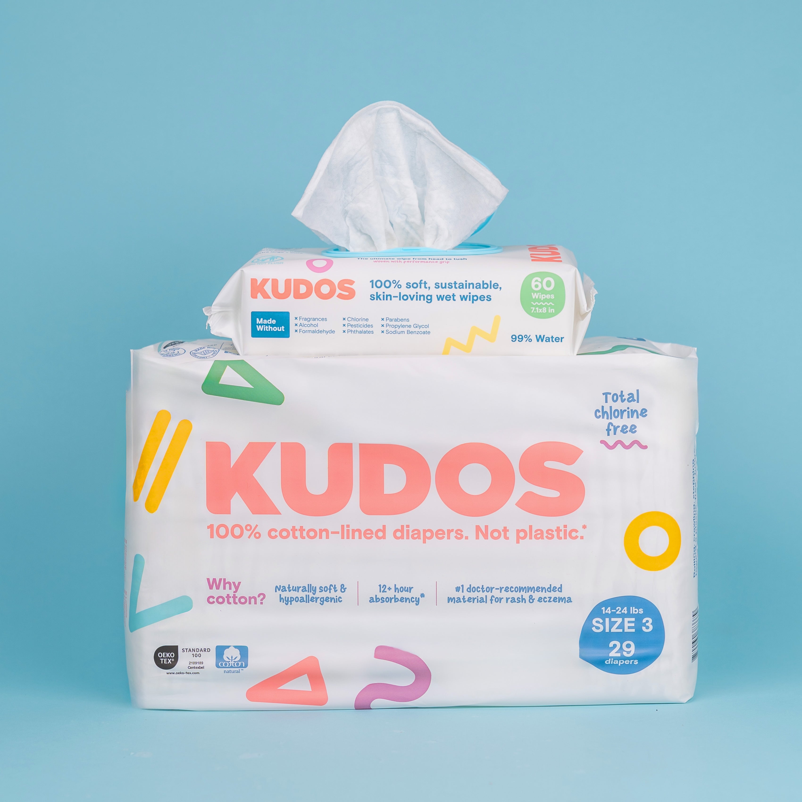 Diaper Box | 100% Cotton Liner, TCF Diapers Size 1-6 | Kudos