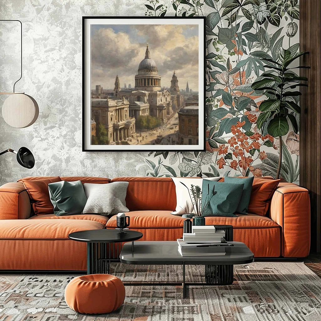 St. Paul's Majesty: Historic Cathedral & London Skyline Oil Painting