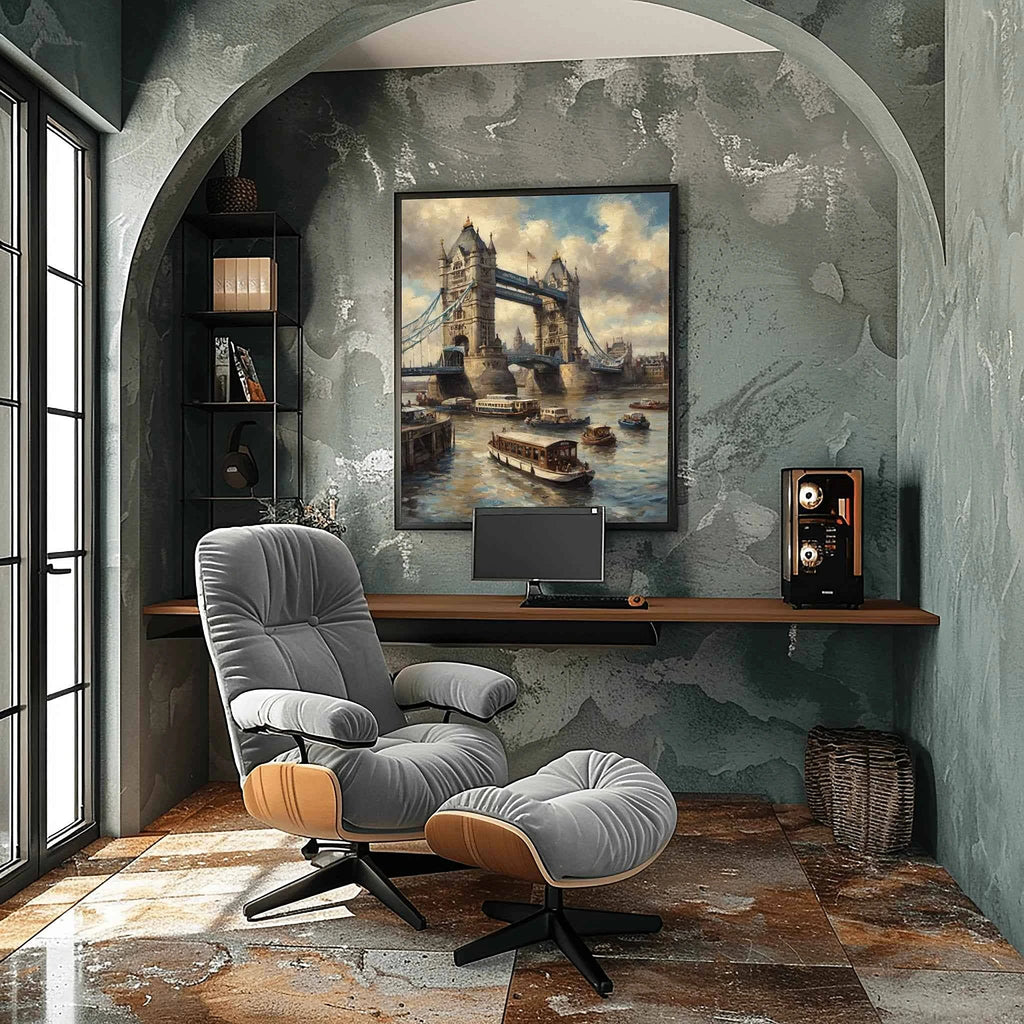 Tower Bridge Grandeur: Iconic London River Crossing Oil Painting
