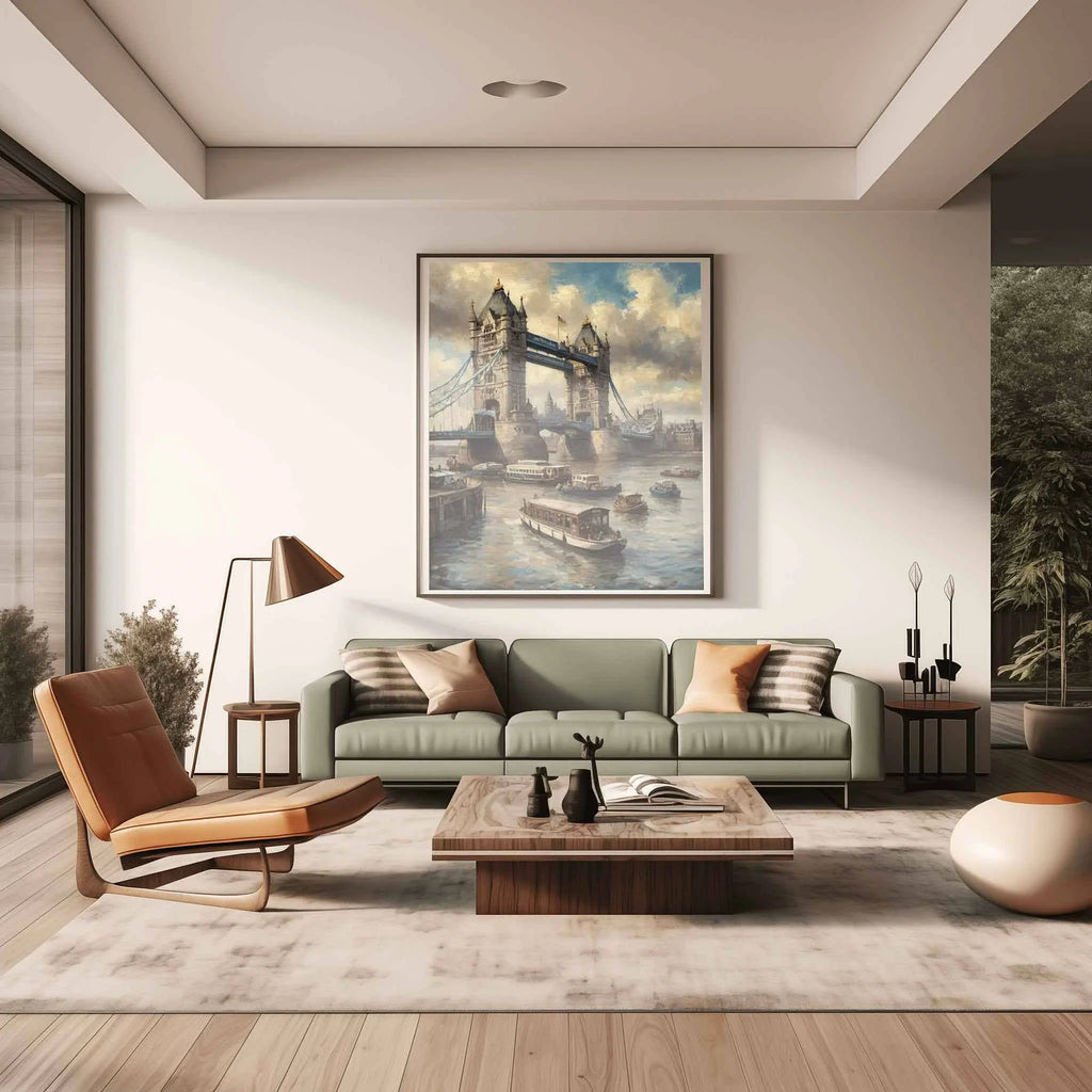 Tower Bridge Grandeur: Iconic London River Crossing Oil Painting