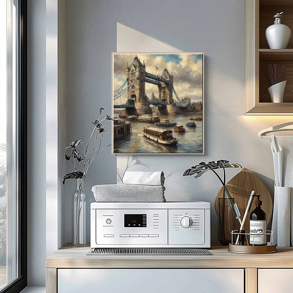 Tower Bridge Grandeur: Iconic London River Crossing Oil Painting