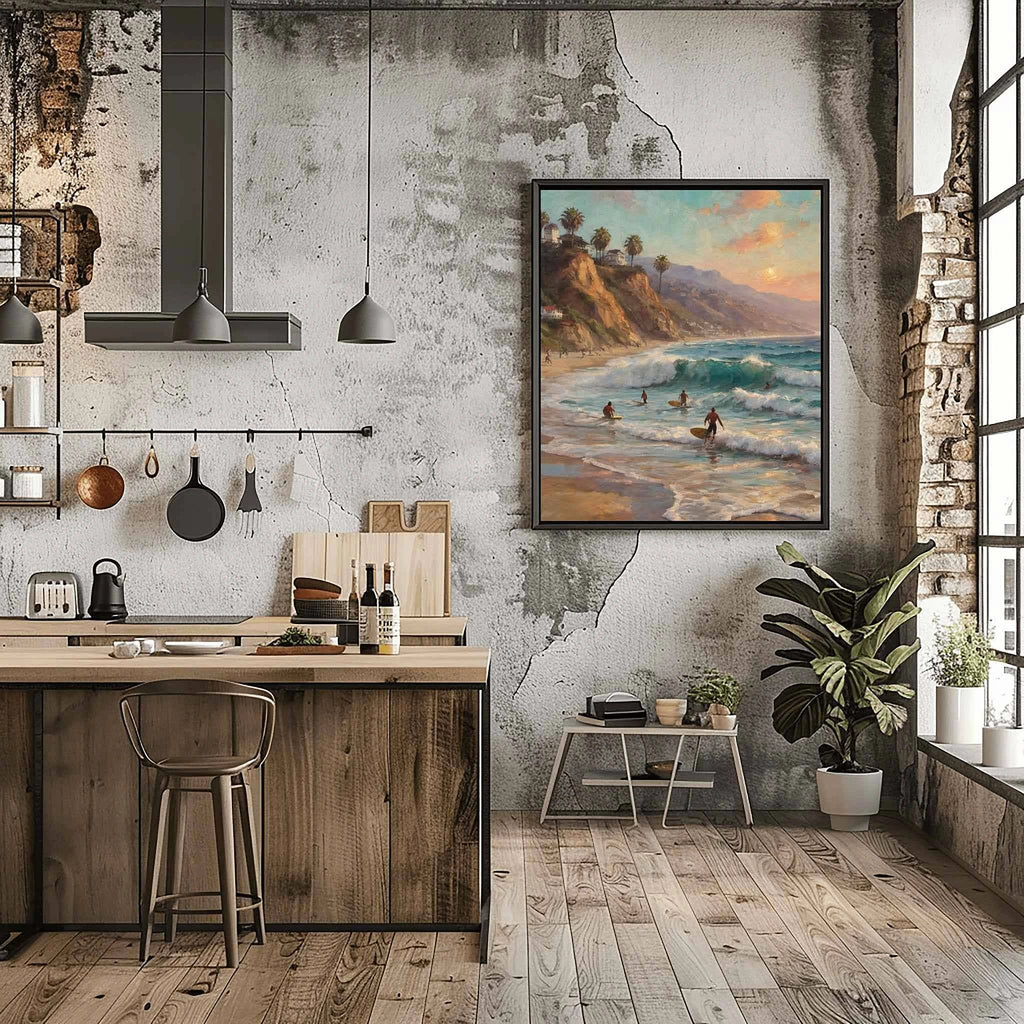 Malibu Surf Sunset: Iconic California Beach & Pacific Ocean Oil Painting