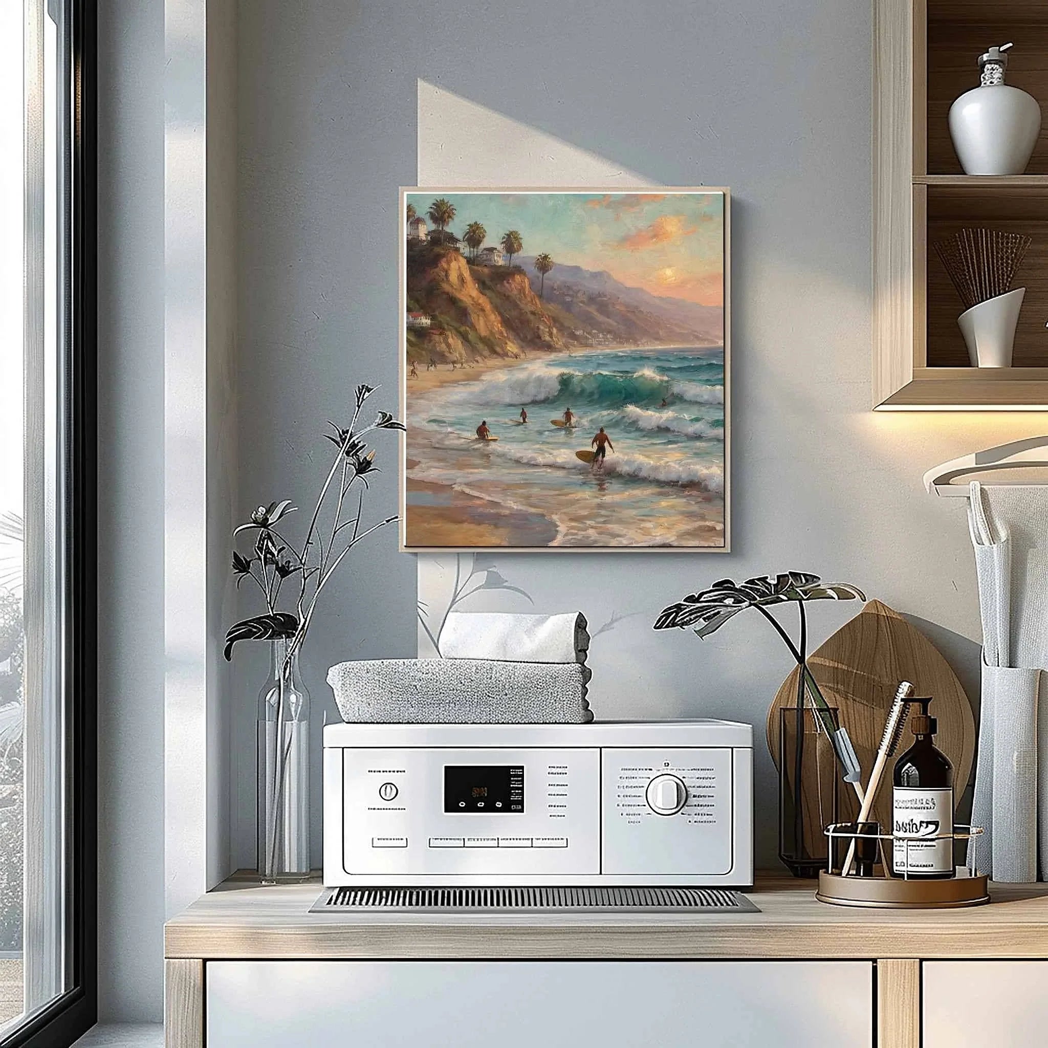 Malibu Surf Sunset: Iconic California Beach & Pacific Ocean Oil Painting