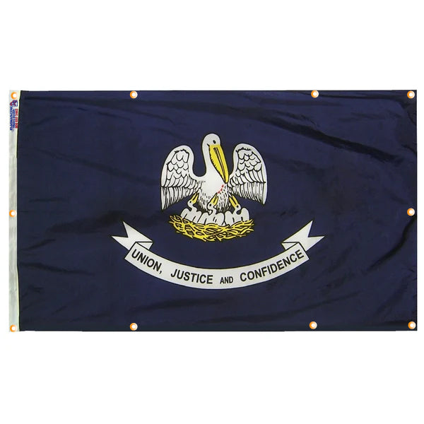 Louisiana Flag with Grommets Along the Edges for Wall Hanging