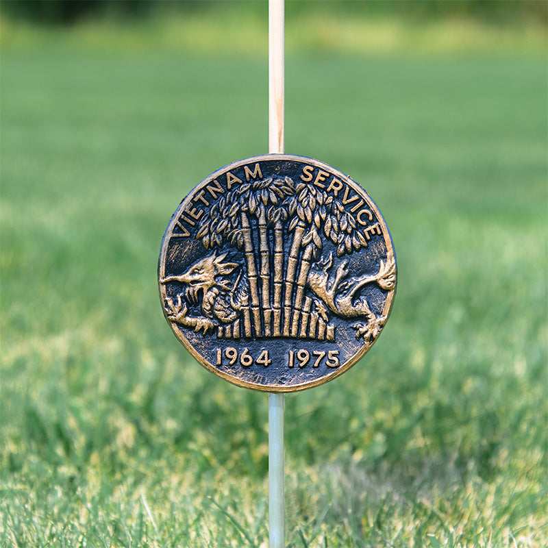 Vietnam Service Grave Marker & Flag Holder with Aluminum Ground Spike | Made in USA