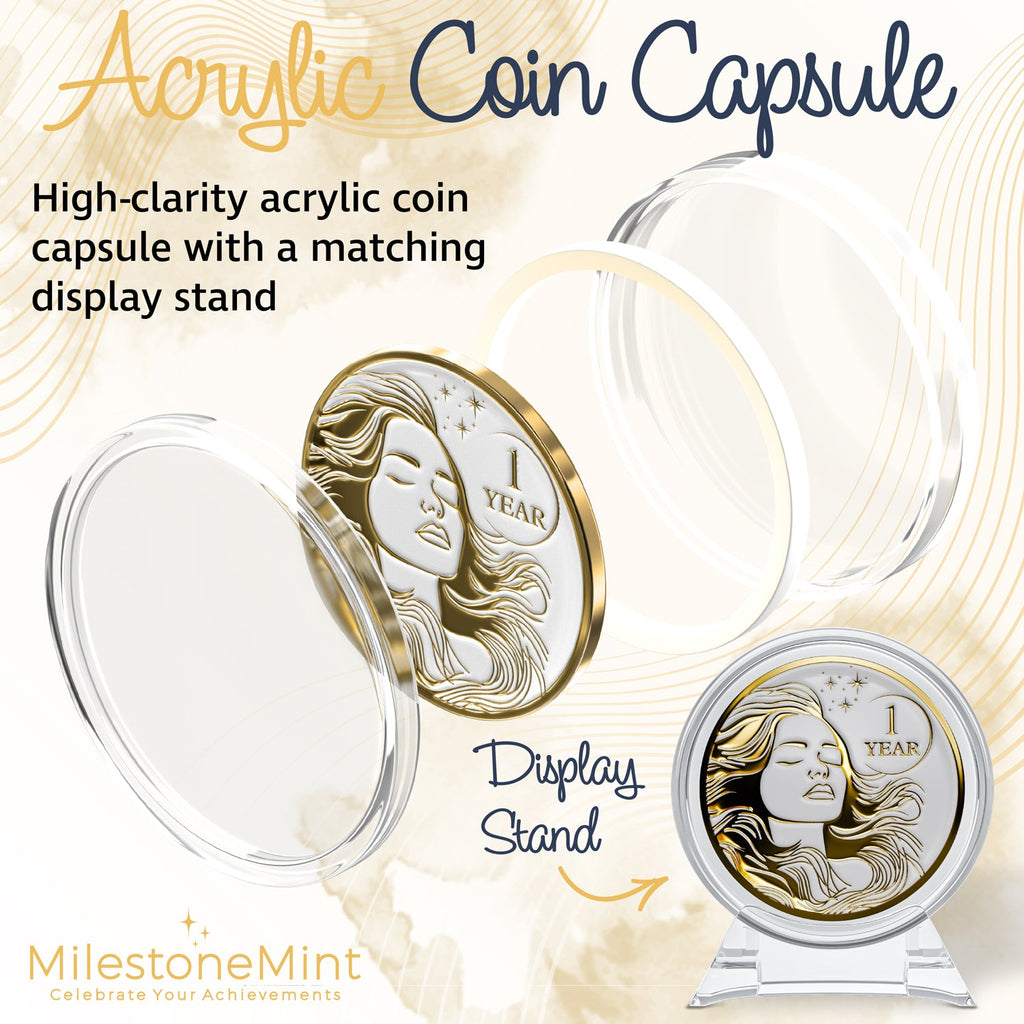 Woman's Serenity Token Sobriety Coin Gift Set - Gold