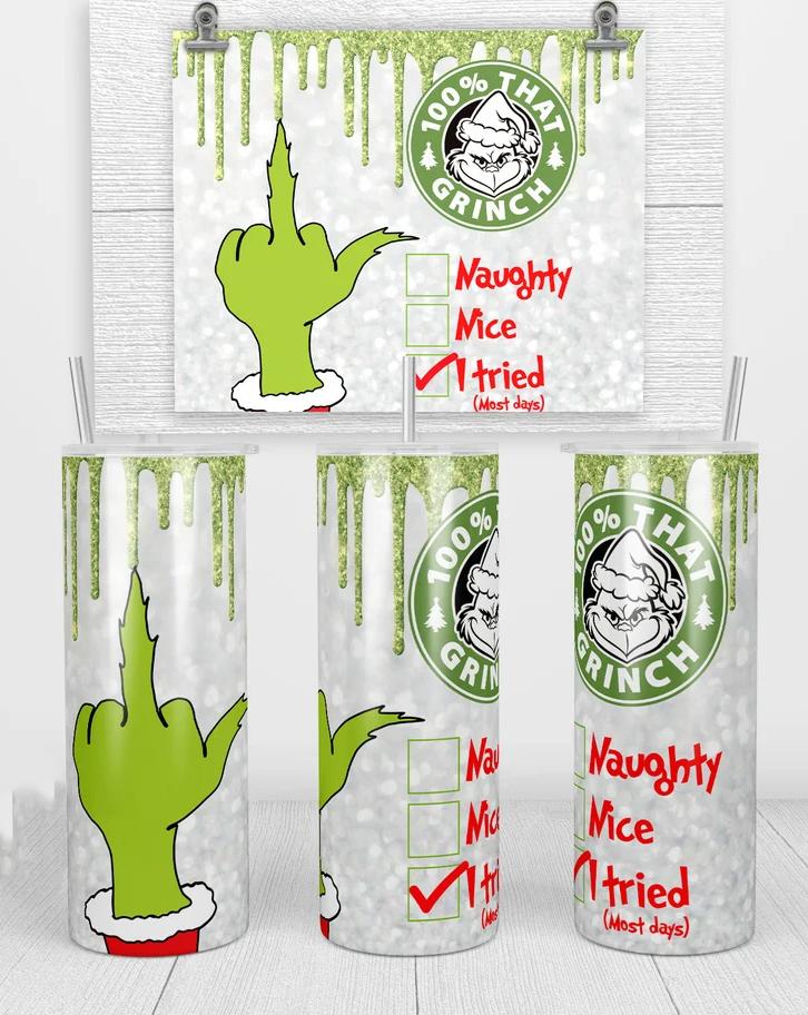 Naughty Nice I Tried 20 oz Skinny Tumbler