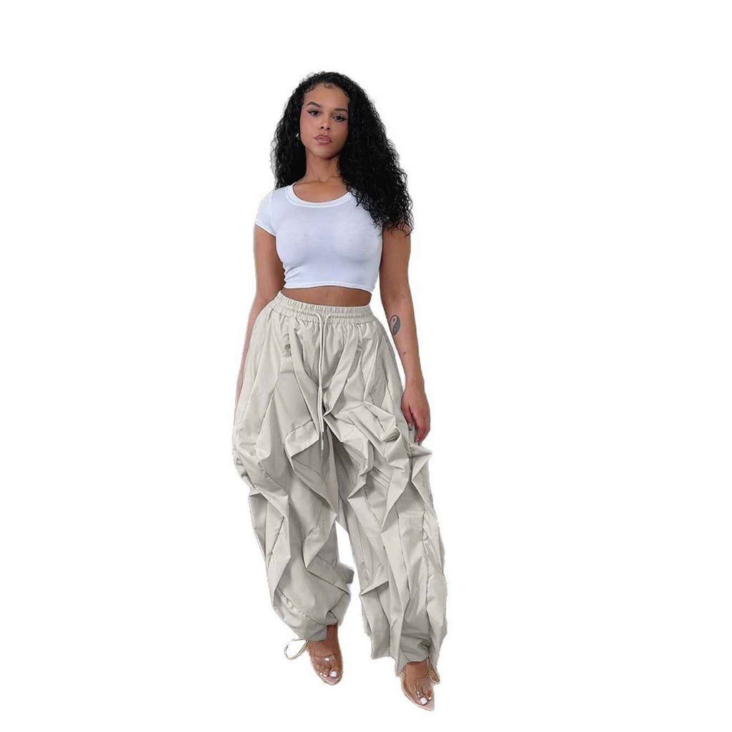 Rise Ruffle Banded Sweats Jeans