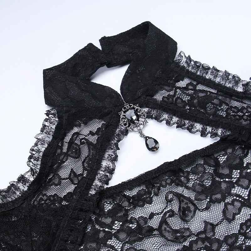 Gothic Classic Lace Flare Sleeve Blouse Y2K Rave