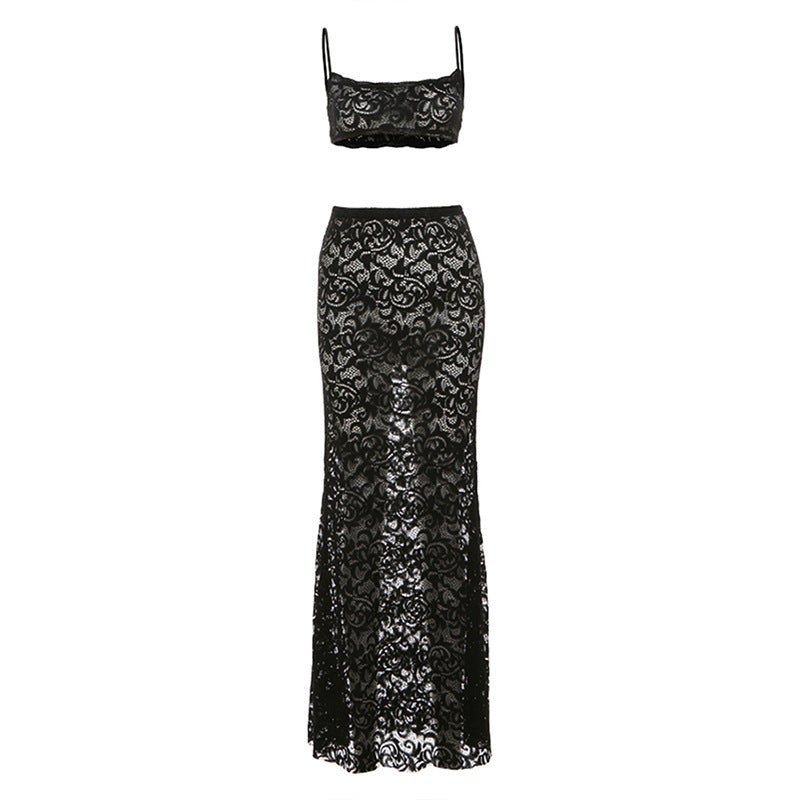 2pc Set Cutout Sling Top High Streetwear Skirt Set