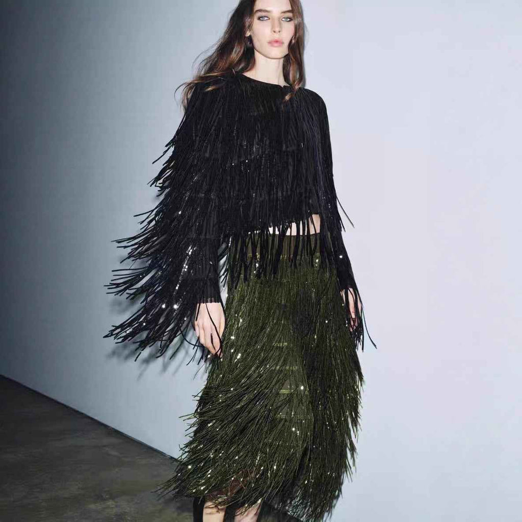 Sequin Tassels Party Skirt