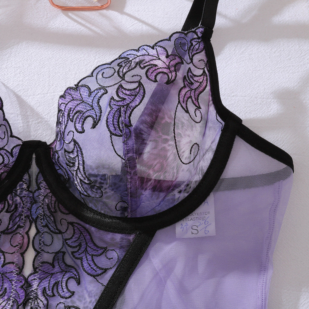 French See through Embroidery Stitching Lingerie