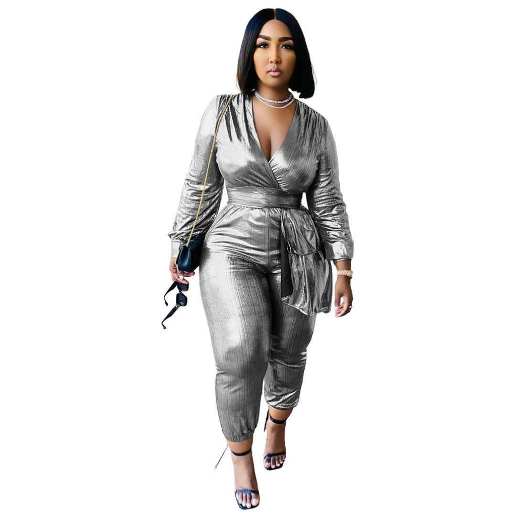 Sunken Stripe Pleated Jumpsuit