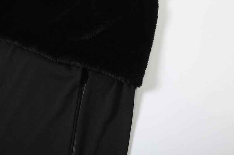 Sexy off the Shoulder Furry Slim Fit Patchwork Jumpsuit