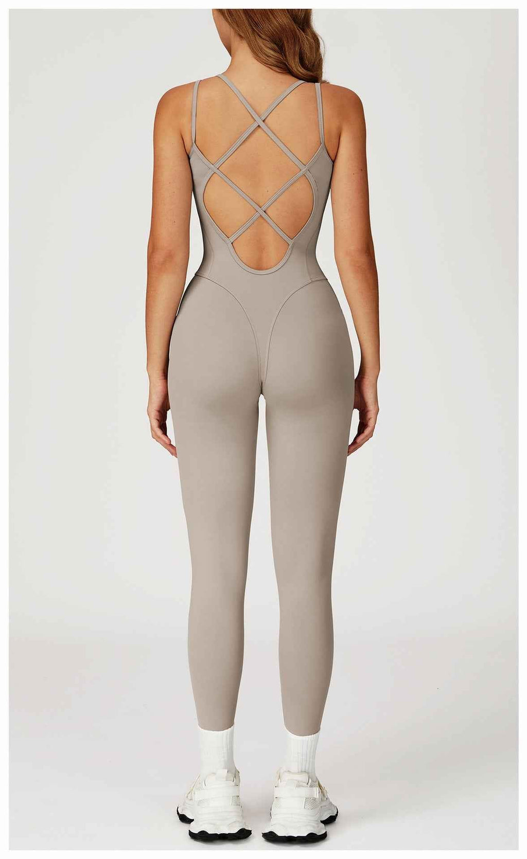 Nude Feel Jumpsuit Cross Back One Piece Slim Fit Yoga Wear