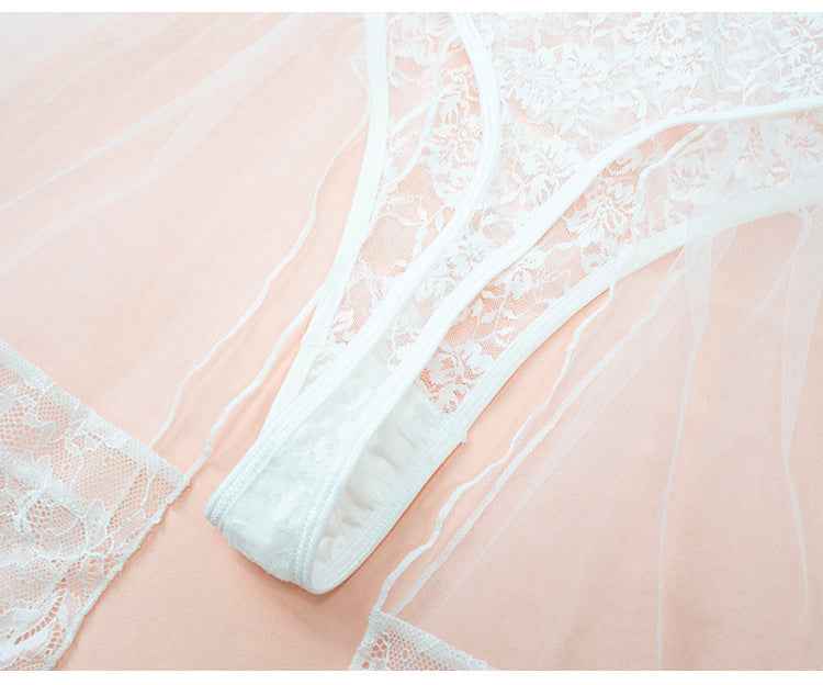 Gathered Bridal Lace See through Lingerie