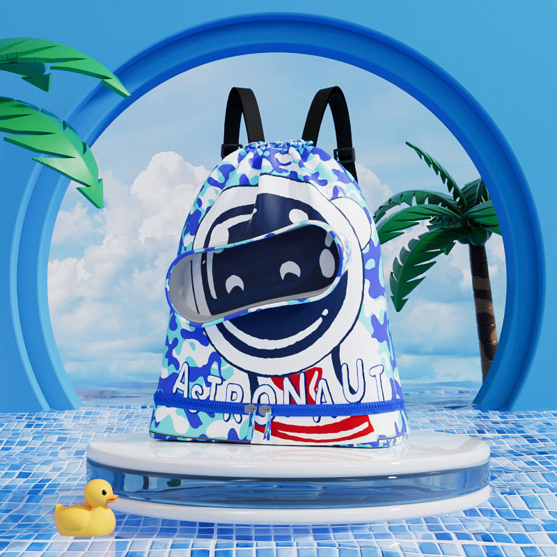 Children's swimming bag, wet and dry separation toilet bag, large-capacity swimming storage bag, beach storage bundle backpack.