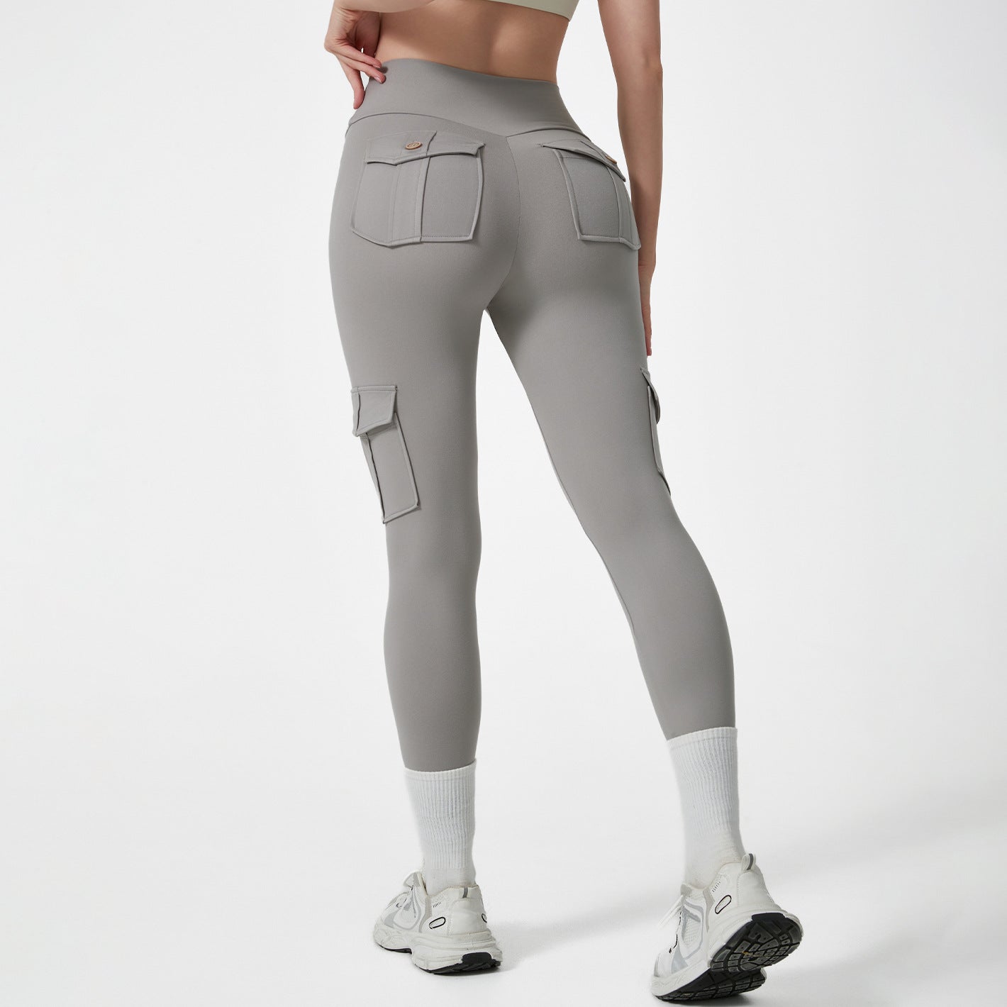 High Waist Work Clothes Pocket Yoga Pants Hip Lifting Peach Hip Quick Drying Stretch Workout Pants