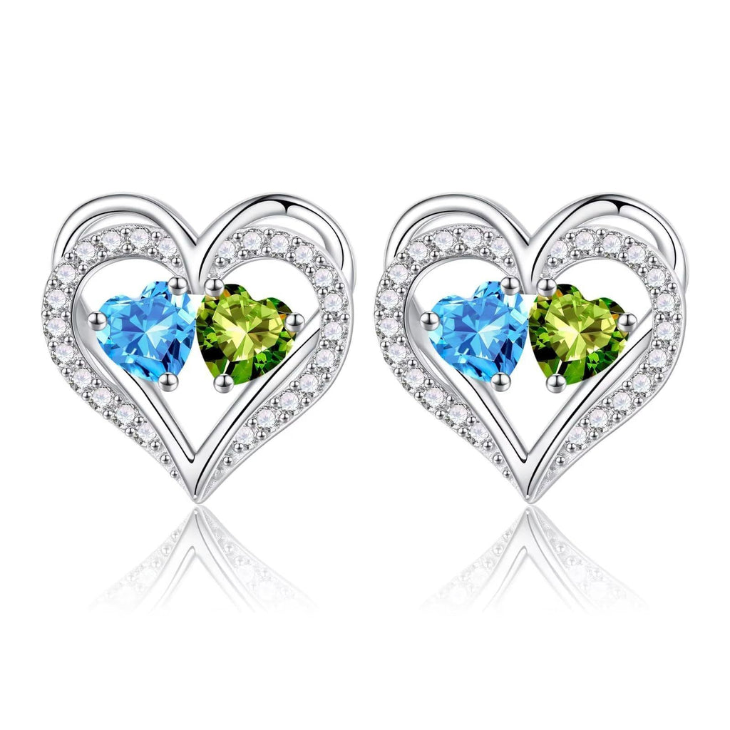Sterling Silver Birthstone Heart Earrings