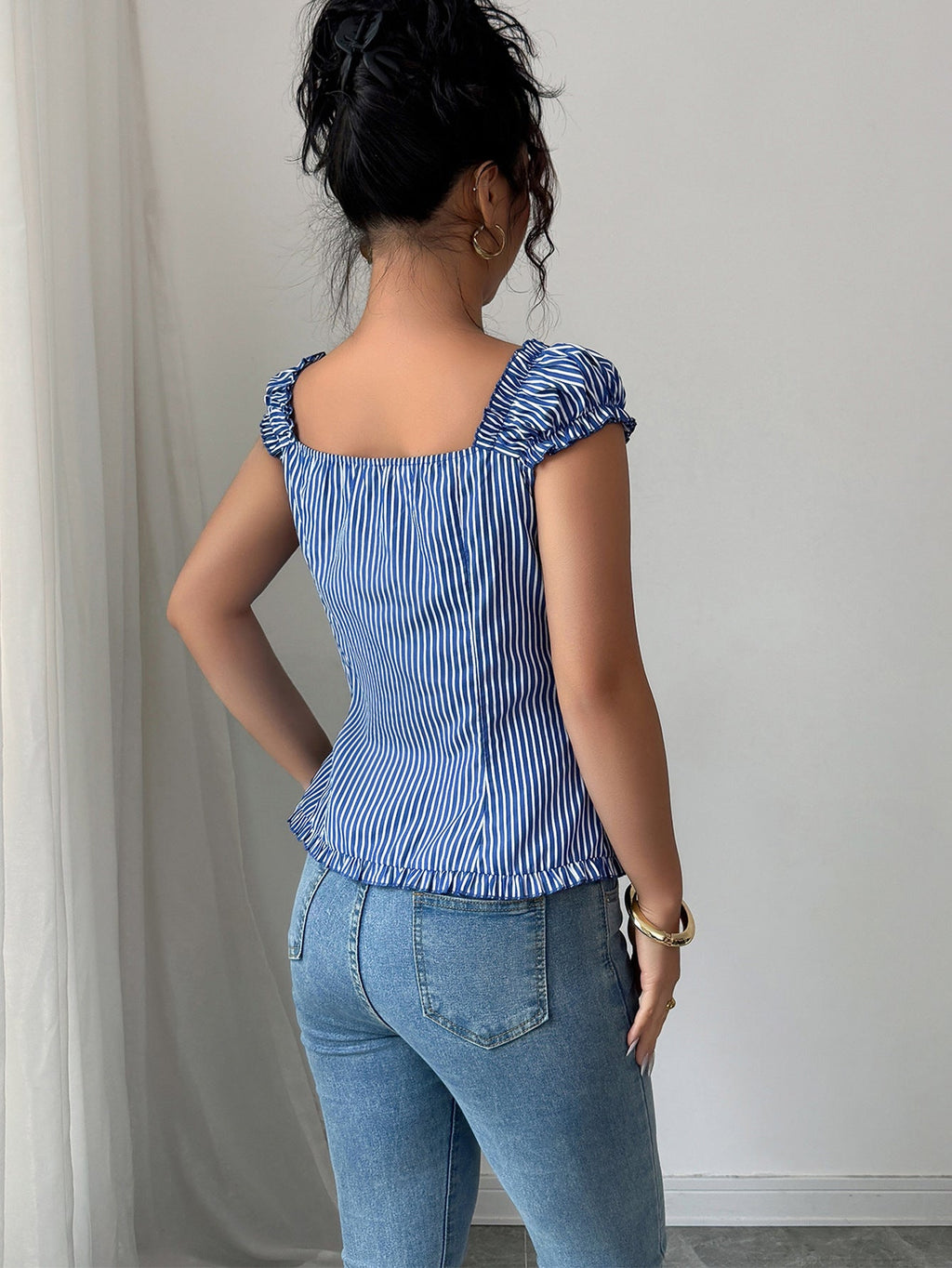 Elegant Striped Cardigan Blouse