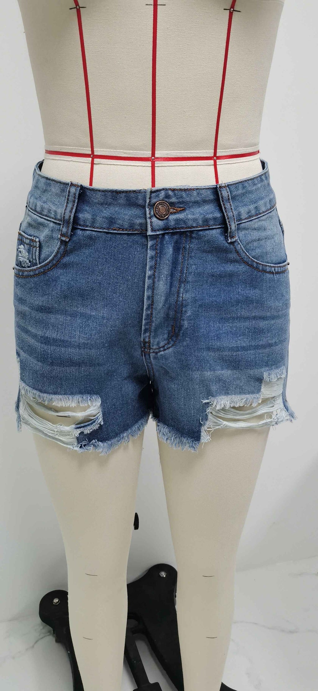 Ripped Denim Bottoms Handmade Worn Tassel